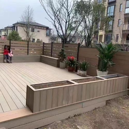 Plastic wood garden terrace design showcases the skills of plastic wood materials
